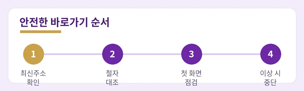 최신주소 확인·철자 대조·첫 화면 점검·이상 시 중단의 안전한 바로가기 순서